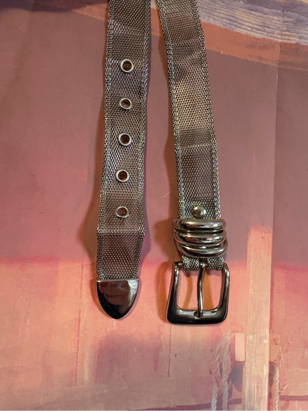 Vintage Silver Metal Mesh Chain Belt Women’s Small